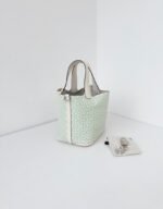 Hermes Picotin 18 Cream Green Leather Silver HW Top Handle Bag Preowned Authenti - Image 7